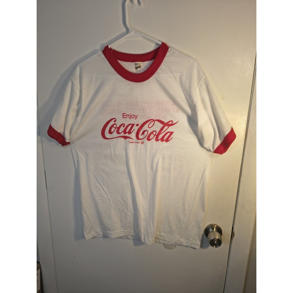Vintage 80s Coca Cola Greek Festival T Shirt XL Screen Stars Ringer Single Stitc